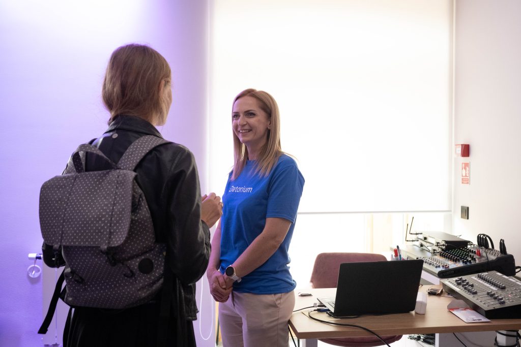 Two participants talking at the Female Founders Lunch